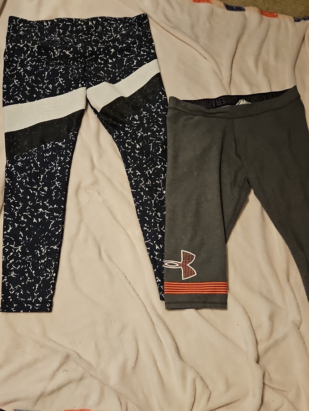 Under Armour Women's Black & Gray Capri Leggings with White and Orange Accents